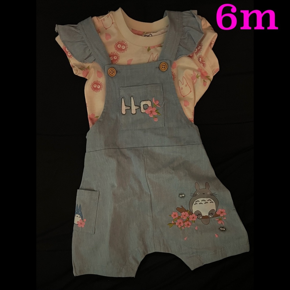 Blue Overalls with Floral Print